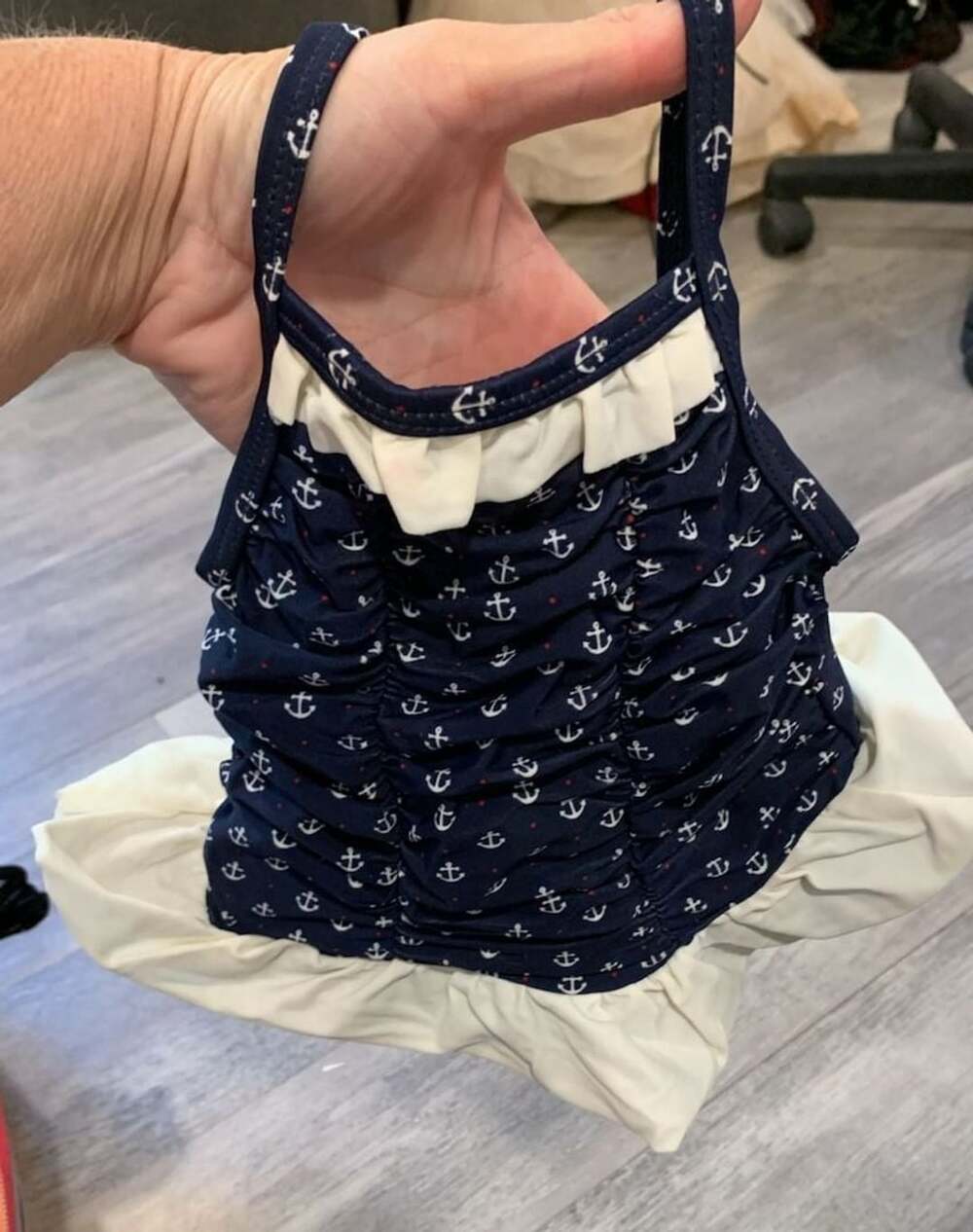 Janie And Jack Anchor Swimsuit 6 To 12 Months Navy Blue Ruffle
